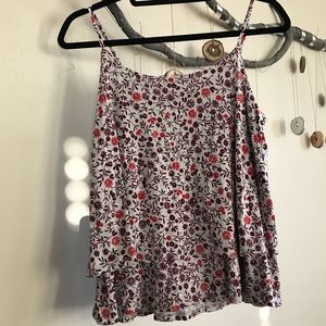Gap Grey camisole with purple and orange flowers